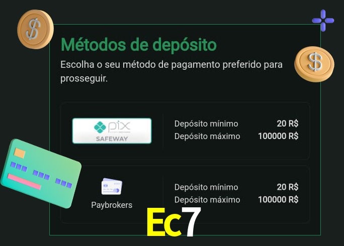 O cassino Ec7 oferece uma grande variedade de métodos de pagamento